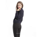 wholesale winter knitted pure dark grey pattern cashmere sweater with sleeve